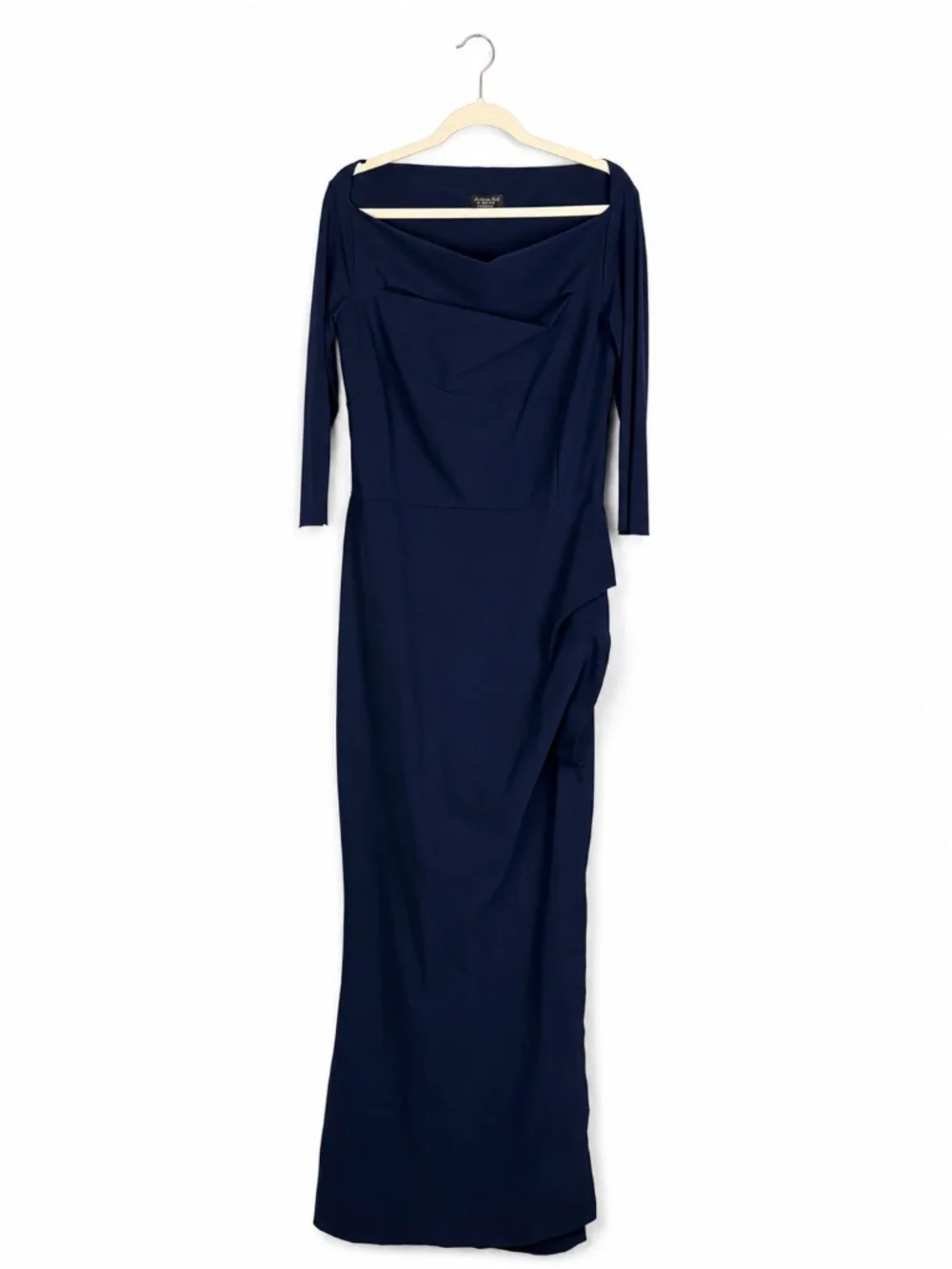 Chiara Boni La Petite Robe Navy Blue Ruched Maxi Dress Size US 14 IT 50 - Picture 1 of 9